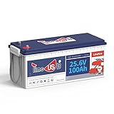Timeusb 24V 100Ah LiFePO4 Batterie, integriertes 100A BMS, 2560Wh Lithium Batterie, 10 Jahre...