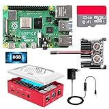 Raspberry Pi 4 8GB, Raspberry Pi 4 Model B 8GB RAM mit 32GB Micro SD-Karte, unterstützt Dual...