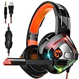 STOGA Professional Gaming Headset with 50mm Comfortable Earmuffs Over-Ear Headphones with Microphone...