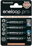 Panasonic eneloop pro, Ready-to-Use Ni-MH Akku, AA Mignon, 4er Pack, min. 2500 mAh, 500 Ladezyklen,...