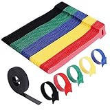 VoJoPi 100 Stück Klett Kabelbinder, 150x12mm Wiederverwendbare Kabel Klettband, mit extra 3m...