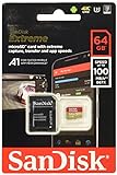 SanDisk Extreme 64 GB microSDXC Speicherkarte + SD-Adapter bis zu 100 MB/Sek, Gold/Rot, Class 10,...