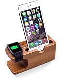 Ständer und Ladestation aus Bambus-Holz für 38 mm und 42 mm breite Apple-Armbanduhr und iPhone 6S...