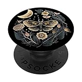 PopSockets Pop Grip:Motte Mond Blumen Astrologie Himmlisch PopSockets mit austauschbarem PopGrip