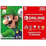 Nintendo eShop Card | 75 EUR Guthaben + Switch Online Mitgliedschaft - 12 Monate (Download Code -...