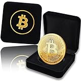 Bitcoin-Münze mit Schatulle in Gold / Silber