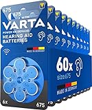 VARTA Hörgerätebatterien Typ 675 blau, Batterien 60 Stück Vorratspack, Power on Demand, wireless...