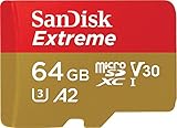 SanDisk Extreme microSD Karte für mobiles Gaming 64 GB, Unterstützt mit A2 App Performance...