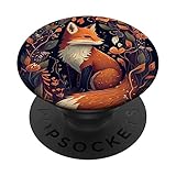 PopSockets Pop Grip:Nette Fuchs Bunte Illustration Herbst Blätter PopSockets mit austauschbarem...