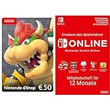 Nintendo eShop Card | 50 EUR Guthaben + Online Mitgliedschaft - 12 Monate (Download Code - EU) |...