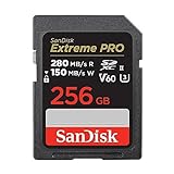 SanDisk Extreme PRO SDXC UHS-II Speicherkarte V60 256 GB (280 MB/s, 6K, 4K UHD, U3, C10, Rescue PRO...