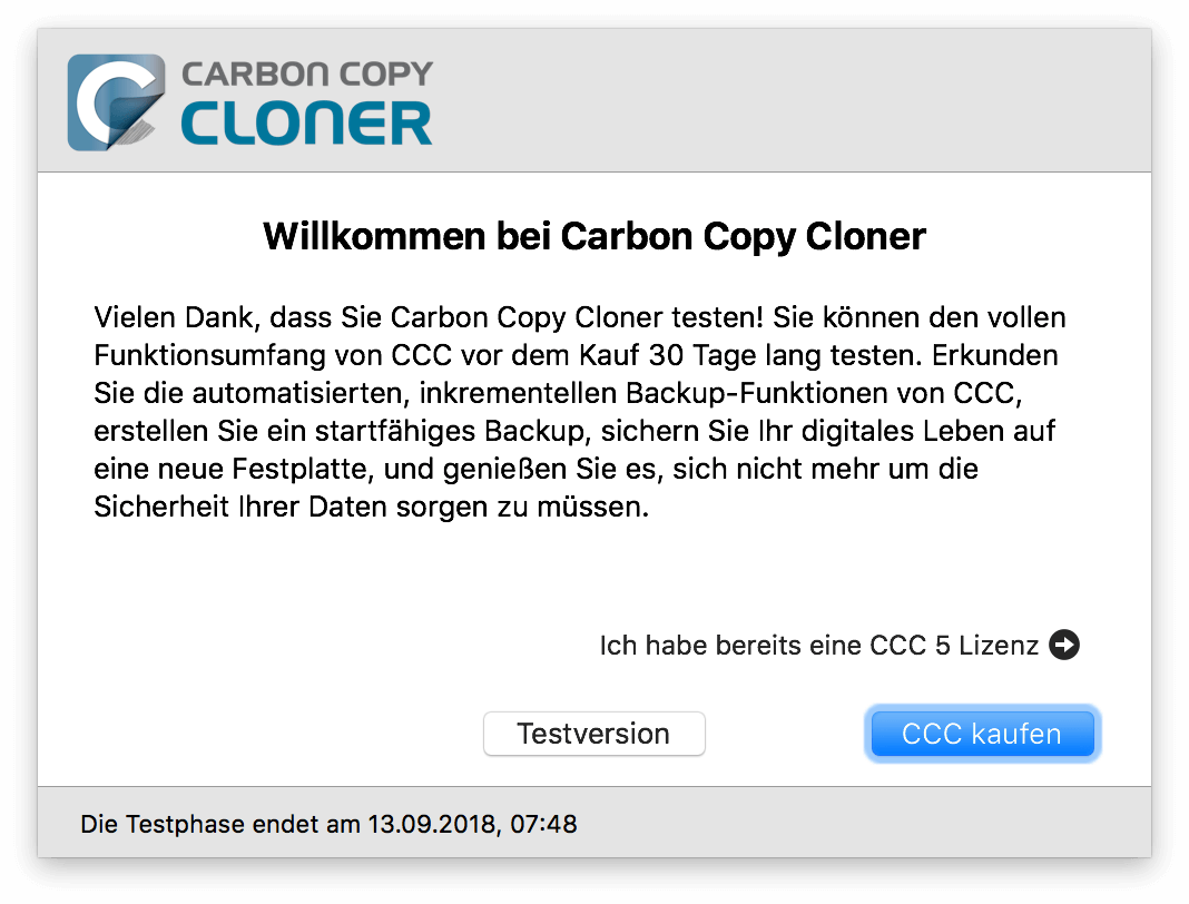 carbon copy cloner not working