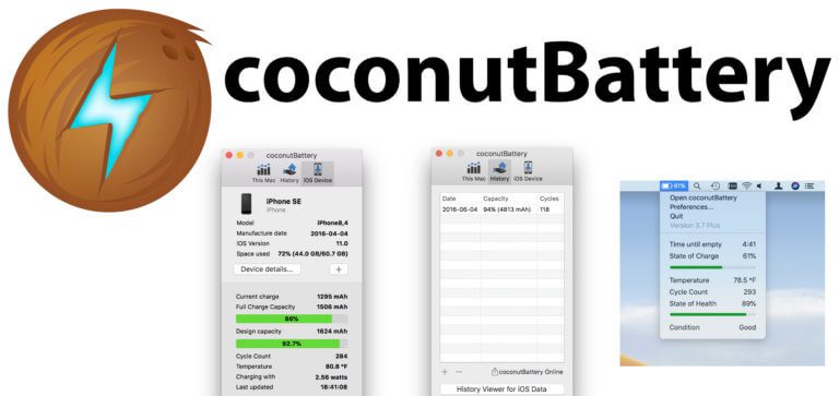 Как установить coconut battery на айфон