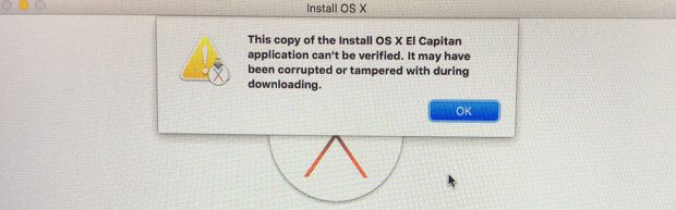 install os x el capitan an error has occurred