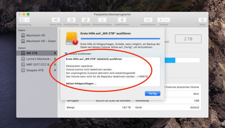 macos first aid volume could not be unmounted