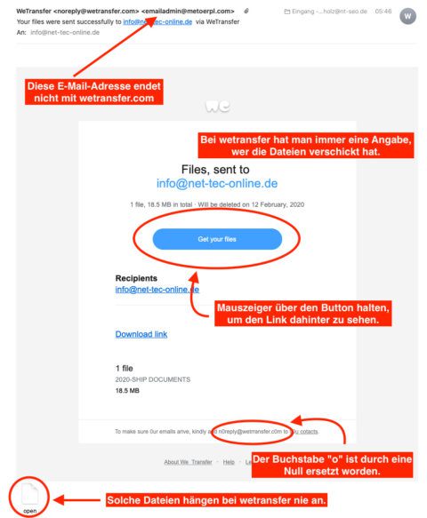 wetransfer phishing scam