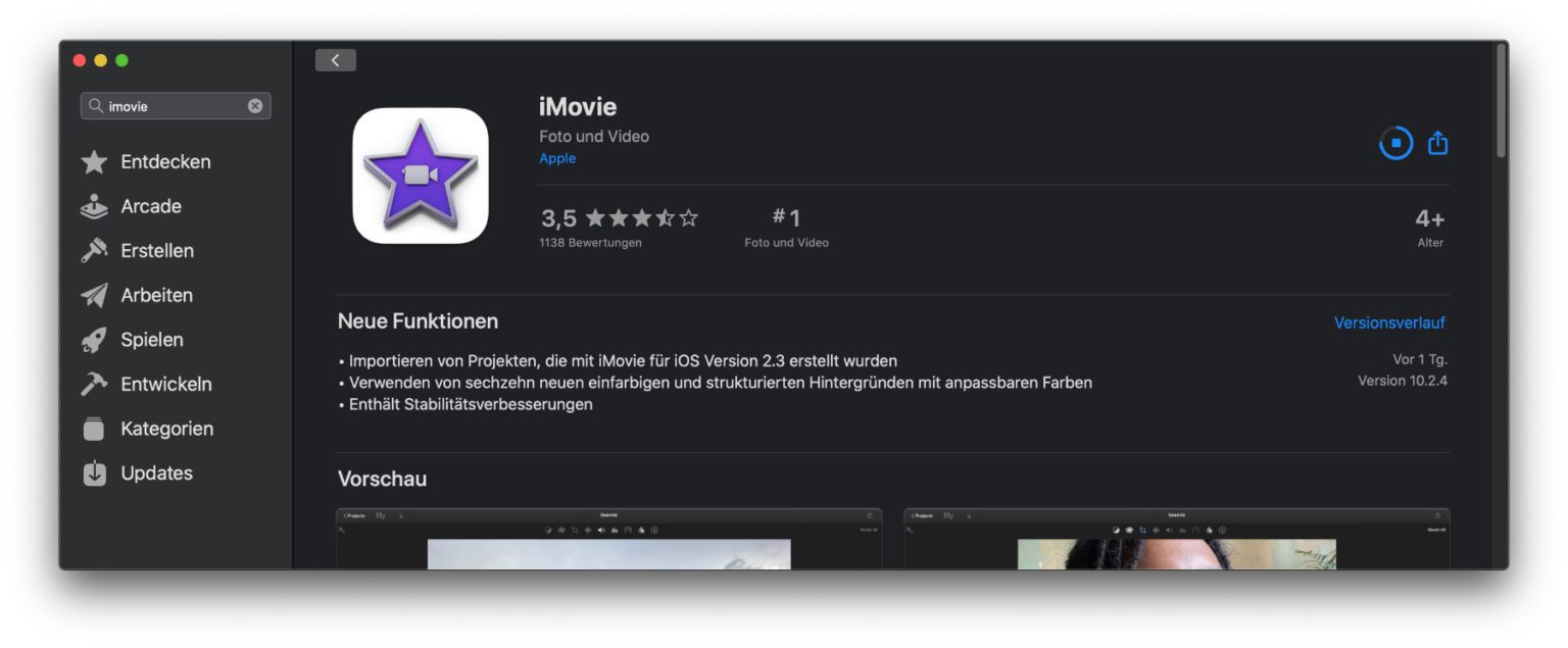 imovie 10 download catalina