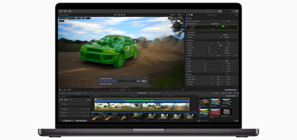 Apple stellt Final Cut Pro 11 für den Mac vor. Die eindrucksvollste Neuerung sind wohl die magnetischen Masken. Ein oft nachgefragtes Feature sind die automatisch erzeugten Untertitel.