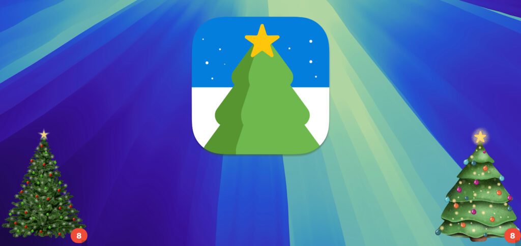 Mit der gratis Christmas Tree App für macOS kann man einen Weihnachtsbaum mit Countdown bis zum 24.12. oder 25.12. anzeigen lassen.